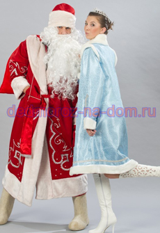 Костюмы Деда Мороза и Снегурочки -  Комплект «Кремлевский красный»